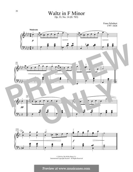 Sechzehn deutsche Tänze und zwei Ecossaises, D.783 Op.33: Waltz No.14 by Franz Schubert