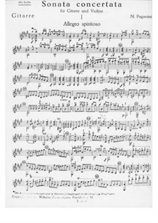 Konzert-Sonata für Gitarre und Violine: Gitarrenstimme by Niccolò Paganini
