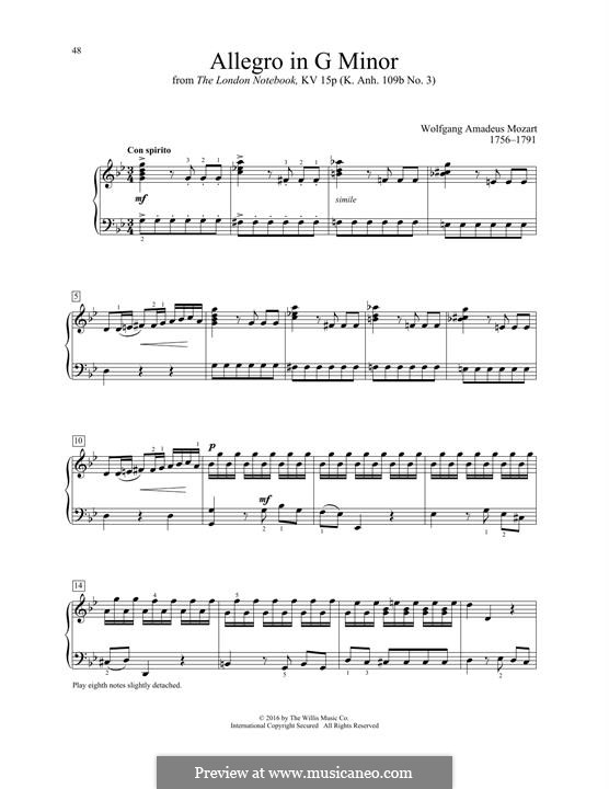 Sonate für Klavier in g-Moll, K.312: Allegro by Wolfgang Amadeus Mozart