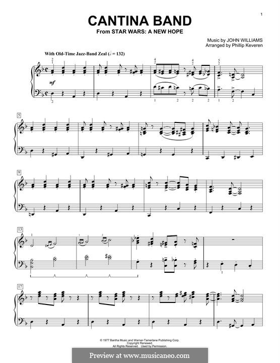 Cantina Band (from Star Wars: A New Hope): Für Klavier by John Williams