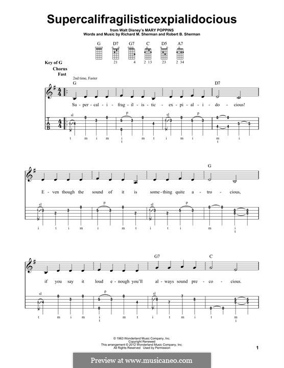 Supercalifragilisticexpialidocious (from Mary Poppins): For banjo by Richard M. Sherman, Robert B. Sherman