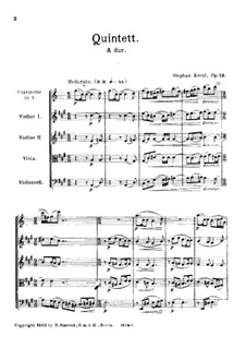 Quintett für Klarinette und Streicher, Op.19: Vollpartitur by Stephan Krehl