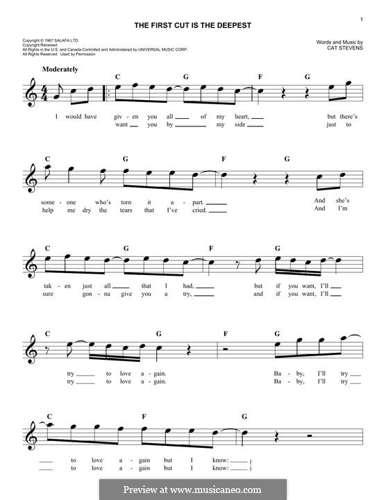 The First Cut Is the Deepest: Melodische Linie by Cat Stevens