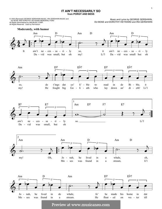 It ain't Necessarily So: Melodische Linie by George Gershwin