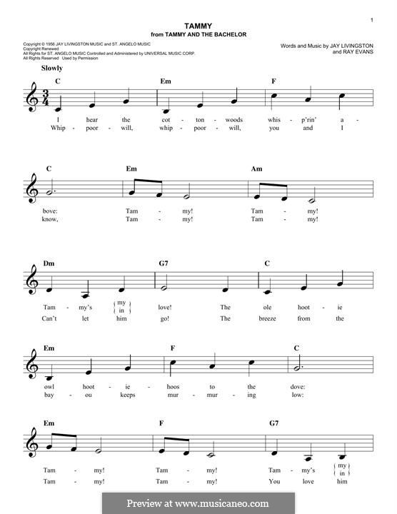 Tammy: Melodische Linie by Jay Livingston, Raymond Evans