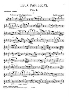 Deux papillons für zwei Flöten und Klavier, Op.165: Flötenstimme I by Emil Kronke
