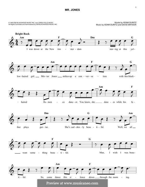 Mr. Jones (Counting Crows): Melodische Linie by Adam F. Duritz, David Bryson