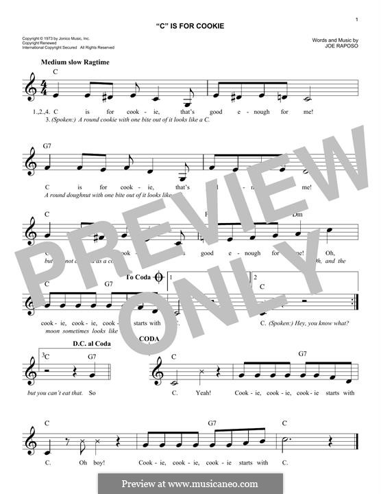 C is for Cookie (The Cookie Monster): Melodische Linie by Joe Raposo