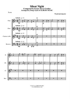 Vocal version: For woodwind quartet by Franz Xaver Gruber
