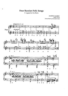 Acht russische Volkslieder für Orchester, Op.58: Nr.5-8 für Klavier by Anatoli Ljadow