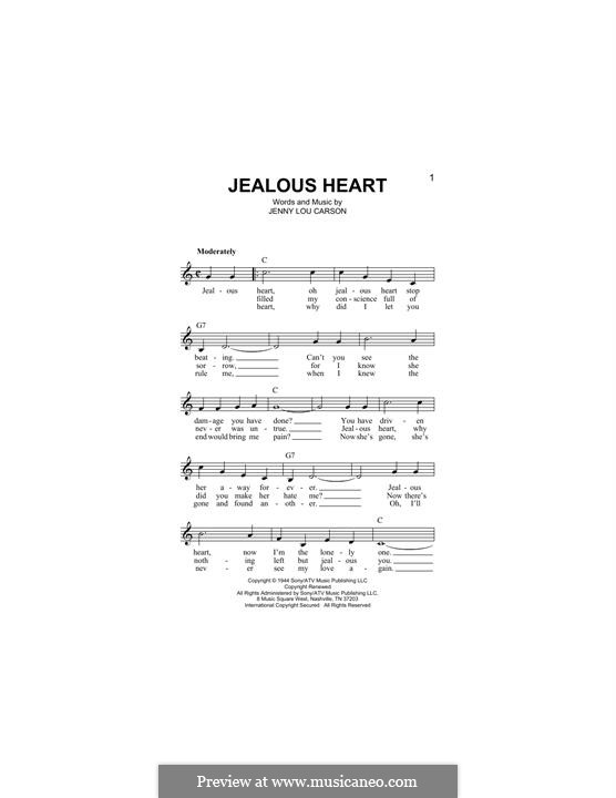 Jealous Heart (Tex Ritter): Melodische Linie by Jenny Lou Carson