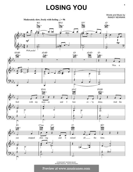 Losing You: Für Stimme und Klavier (oder Gitarre) by Randy Newman
