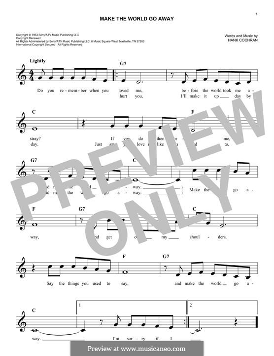 Make the World Go Away (Eddy Arnold): Melodische Linie by Hank Cochran