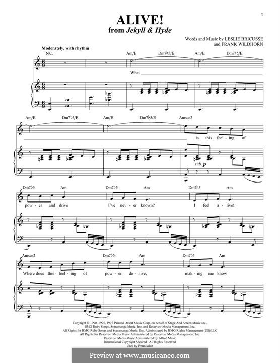 Alive! (from Jekyll & Hyde): Für Stimme und Klavier by Frank Wildhorn, Leslie Bricusse