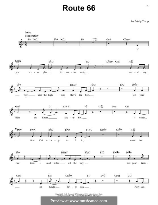 Route 66: Melodische Linie by Bobby Troup