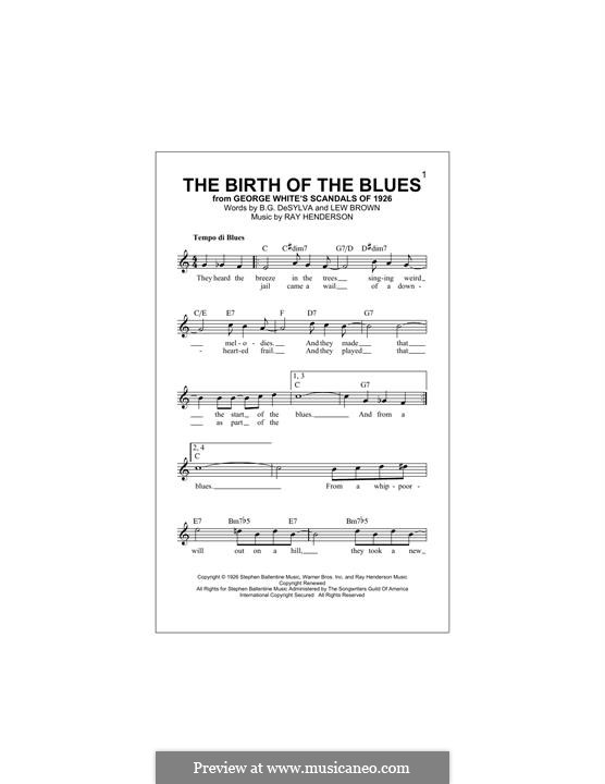 The Birth of the Blues (Frank Sinatra): Melodische Linie by Buddy Gard DeSylva, Ray Henderson, Lew Brown