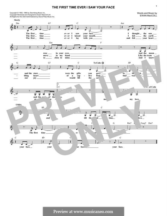 The First Time Ever I Saw Your Face: Melodische Linie by Ewan MacColl