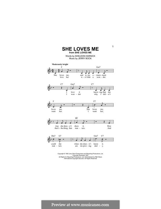 She Loves Me: Melodische Linie by Jerry Bock