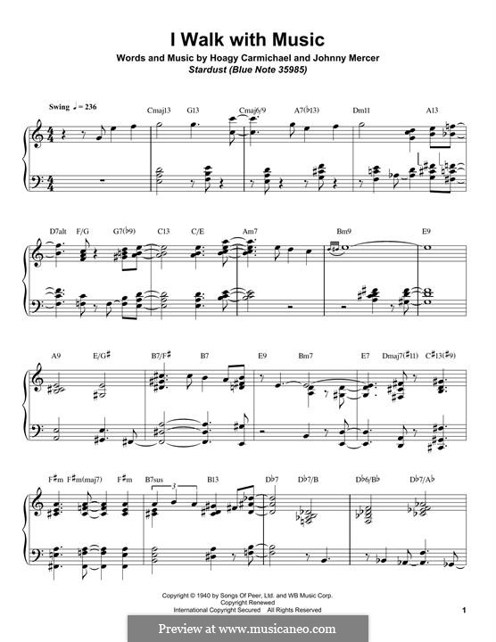 I Walk with Music: For piano (Bill Charlap) by Johnny Mercer, Hoagy Carmichael
