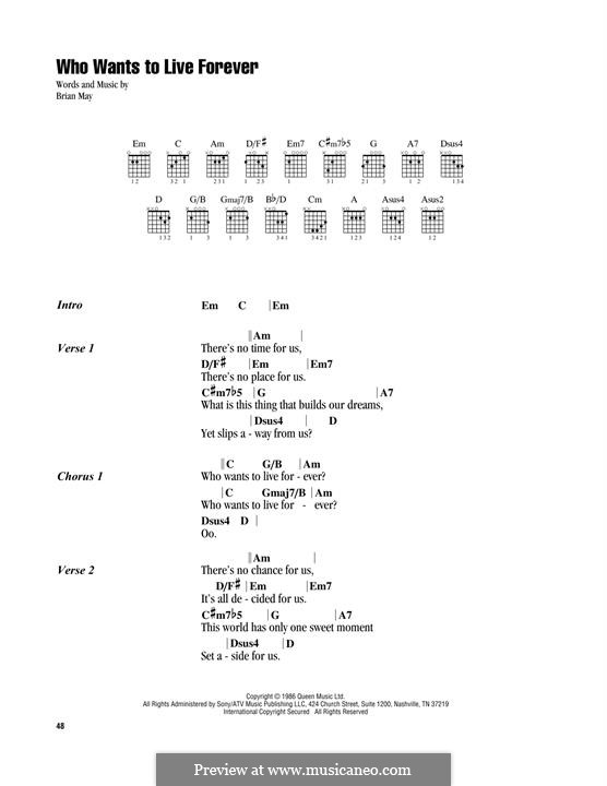 Who Wants to Live Forever? (Queen): Text und Akkorde by Brian May