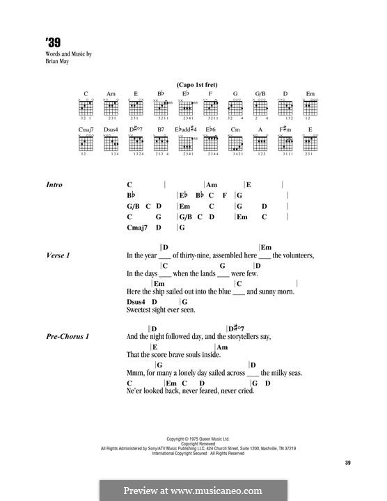 '39 (Queen): Text und Akkorde by Brian May