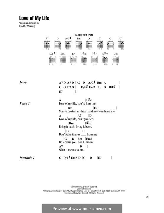 Love of My Life (Queen): Text und Akkorde by Freddie Mercury