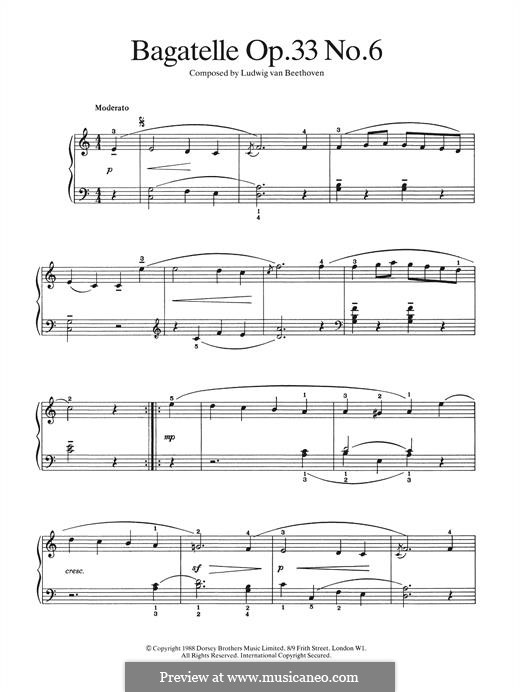 Bagatellen, Op.33: Bagatelle No.6 by Ludwig van Beethoven