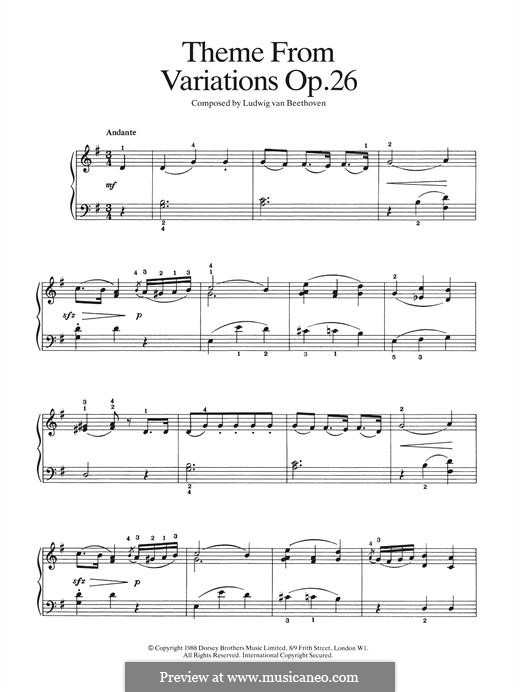 Sonate für Klavier Nr.12 in As-Dur, Op.26: Theme from Variations by Ludwig van Beethoven
