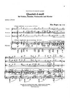 Klavierquartett Nr.1 in d-Moll, Op.113: Vollpartitur by Max Reger