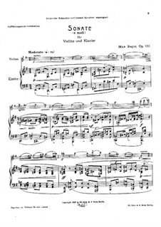 Sonate für Violine und Klavier Nr.8 in e-Moll, Op.122: Sonate für Violine und Klavier Nr.8 in e-Moll by Max Reger