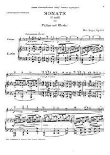 Sonate für Violine und Klavier Nr.9 in c-Moll, Op.139: Vollpartitur by Max Reger