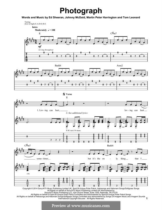Photograph: Für Gitarre mit Tabulatur by Ed Sheeran, John McDaid