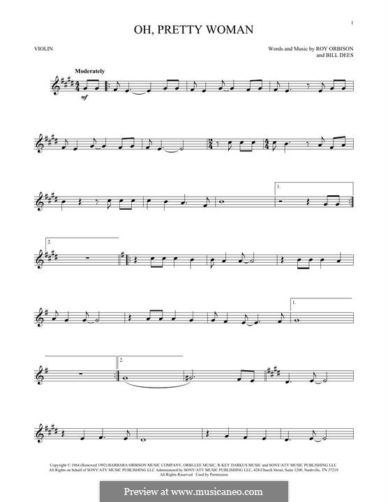 Oh, Pretty Woman: Für Violine by Bill Dees, Roy Orbison