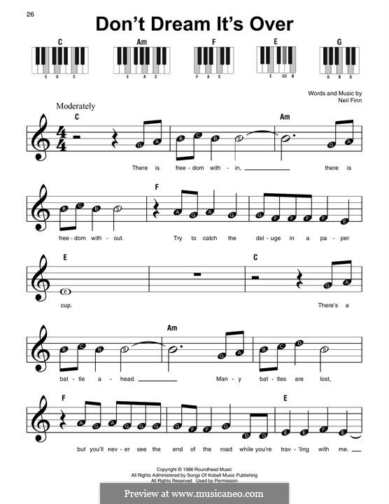 Don't Dream It's Over (Crowded House): Für Klavier, leicht by Neil Finn