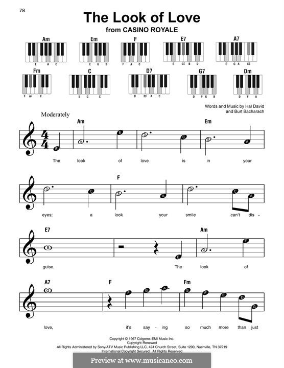 Piano version: Bih notes by Burt Bacharach