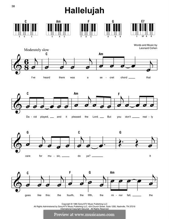 Piano version: Easy version by Leonard Cohen