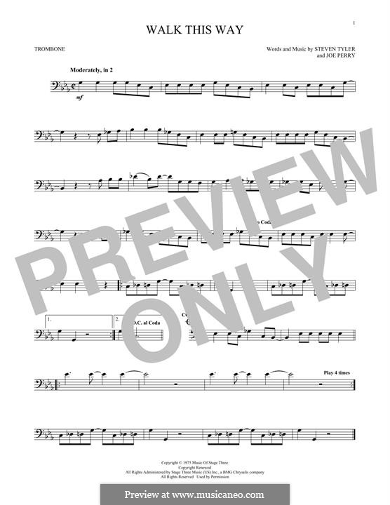 Walk This Way (Aerosmith and Run D.M.C.): For trombone by Joe Perry, Steven Tyler