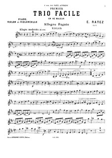 Klaviertrio Nr.1 in D-Dur, Op.6: Violinstimme by Emile Pierre Ratez