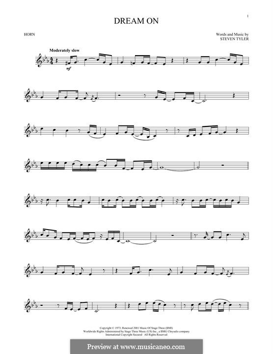 Dream On (Aerosmith): For horn by Steven Tyler