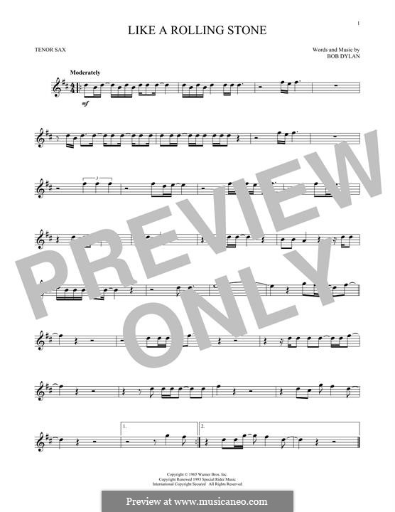 Like a Rolling Stone: Für Tenorsaxophon by Bob Dylan