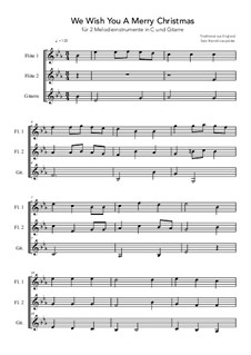 We Wish You a Merry Christmas: Für 2 Melodieinstrumente in C und Gitarre (Es-Dur) by folklore