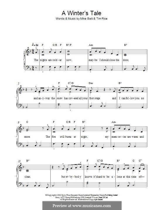 A Winter's Tale (David Essex): Für Klavier by Mike Batt