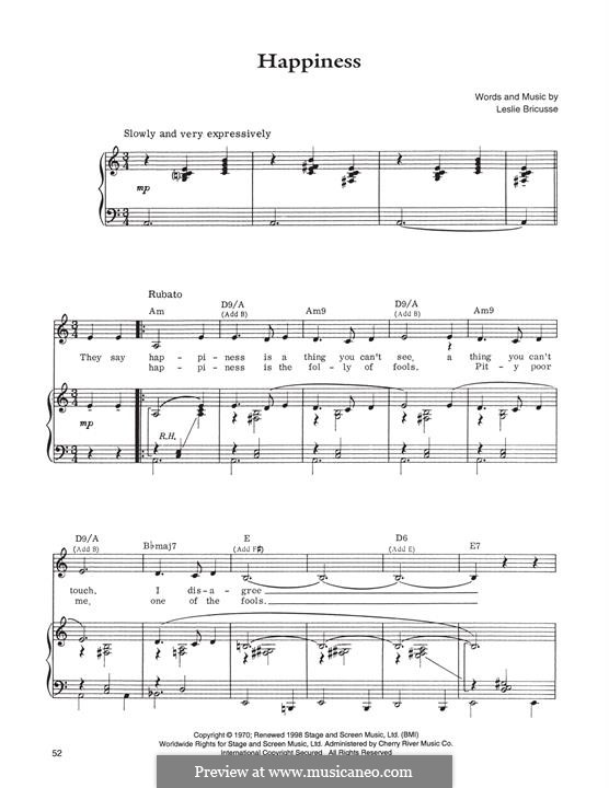 Happiness: Für Stimme und Klavier (oder Gitarre) by Leslie Bricusse