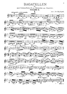 Bagatellen für zwei Violinen, Cello, Harmonium (oder Klavier), B.79 Op.47: Violinstimme II by Antonín Dvořák