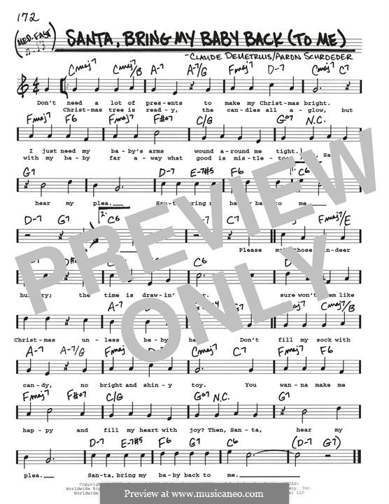 Santa, Bring My Baby Back (To Me): Für Gitarre by Aaron Schroeder, Claude DeMetrius