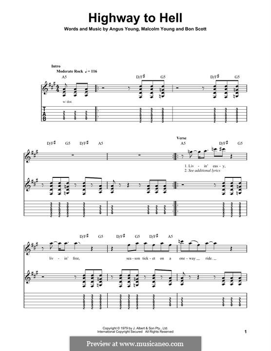 Highway to Hell (AC/DC) von A. Young, B. Scott, B. Johnson, M. Young auf  MusicaNeo