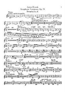 Sinfonische Variationen über 'Já jsem huslar', B.70 Op.78: Trompetenstimmen by Antonín Dvořák