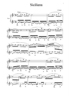 Sonate für Flöte und Cembalo Nr.2 in Es-Dur, BWV 1031: Siciliano. Arrangement for piano by Johann Sebastian Bach