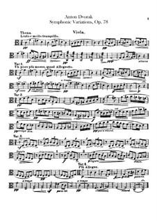 Sinfonische Variationen über 'Já jsem huslar', B.70 Op.78: Violastimme by Antonín Dvořák