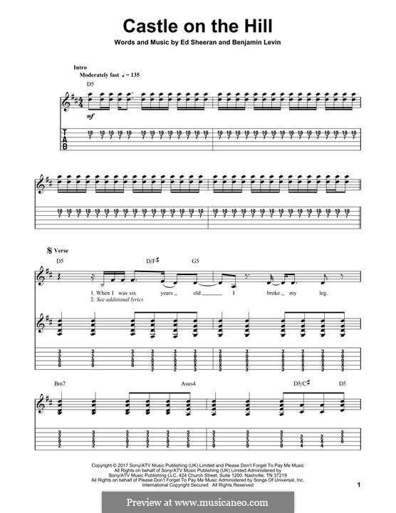 Castle on the Hill: Für Gitarre by Ed Sheeran, Benjamin Levin